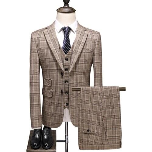 Men Stripe Suits Business Work Office Fashion Formal Casual Plaid Suit Slim Fit Party Prom Daily Life Wedding Banquet 3 Pieces