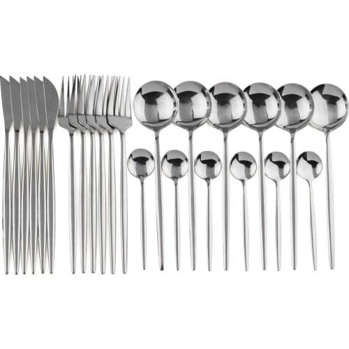 304 Stainless Steel Mirror Metal Dinnerware Set Fork Knife Spoon Silverware Tableware Set Silver Western Dinner Flatware Cutlery