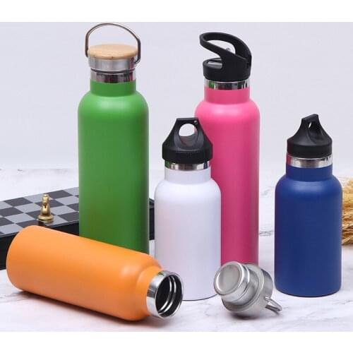 2021 New Product Double Wall Stainless Steels Vacuum Flask Wholesale Insulated Sport Water Bottle With Bamboo Lid