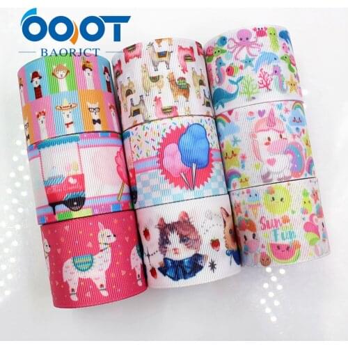 OOOT BAORJCT G-18604-349 38 mm 10 yards Cartoon Colorfu Ribbons Thermal transfer Printed grosgrain Wedding DIY handmade material