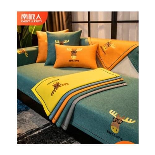 Cotton and linen sofa cushion universal anti-slip high-grade cushion Nordic simple thickened leather sofa cover cover cloth towe