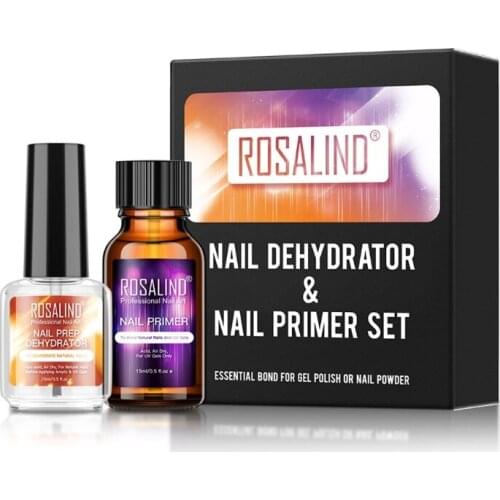 2Pcs 15ml/Bottle Professional Natural Nail Primer and Prep Dehydrator Set Long Lasting Fast Air Dry Bright Nail Polish