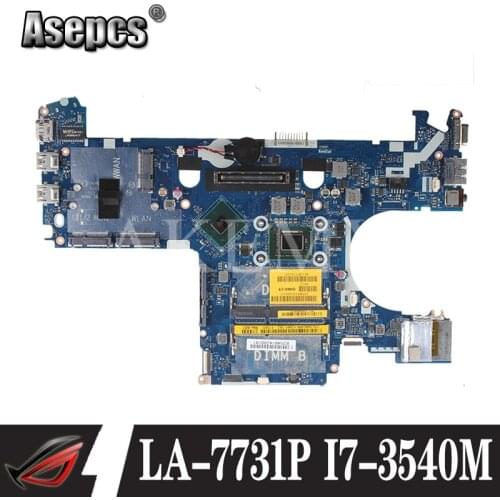 QAM00 LA-7731P I7-3540M For DELL latitude E6230 Laptop Motherboard CN-0WYWKH 0WYWKH WYWKH mainboard