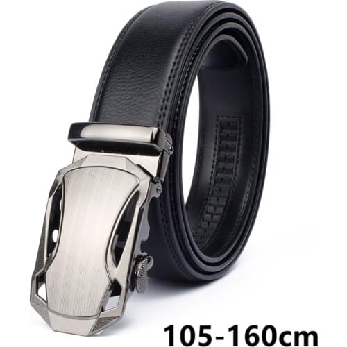 New 160cm Men Belt Genuine Leather Mens Belts Big Size Long Sports Car Automatic Buckle Belt Strap Male Man Jeans Ratcheted Belt