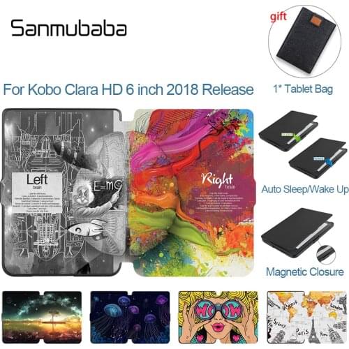 Sanmubaba Case For Kobo Clara HD 6 inch eReader 2018 Slim PU Leather Magnetic Smart Protective Cover e-book Auto Sleep/Wake Up