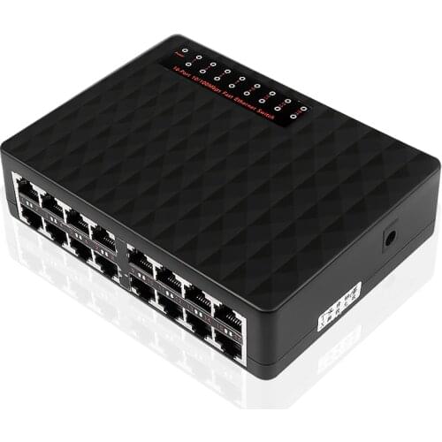 Kebidumei 16 Ports Fast Ethernet Network Switch High Quality 10/100Mbps LAN RJ45 Vlan Switcher Hub For Desktop EU/US Adapter