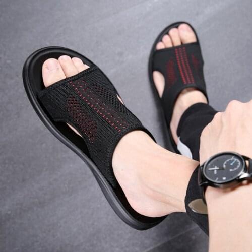 Mesh Summer Men Slippers Bath Outdoor Breathable Beach Shoes Flip Flops Fashion Shoes Indoor Slides Man Home Flat Sandals 2021