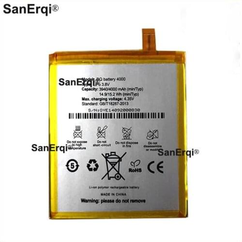 For BQ Aquaris E6 4000 4000mAh Mobile Replacement Li-ion Polymer Battery for BQ Aquaris E6 (4000 mAh) Batterie Battery SanErqi