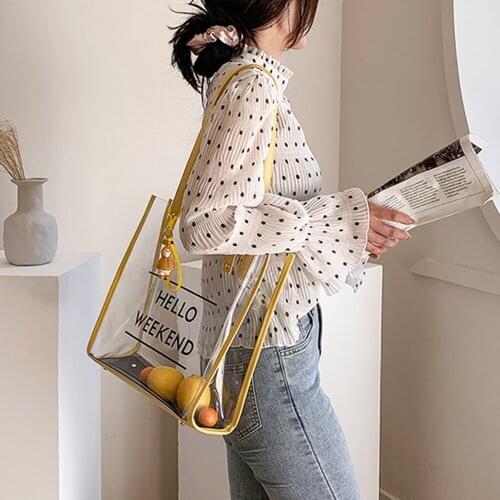 Fashion Brand Transparent Bag For Women Clear Shopping Handbag Pvc Beach Waterproof Shoulder Crossbody Bag Travel Tote Bag 2021