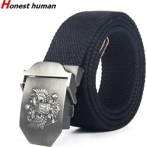 Outdoor Thicken Canvas Belt Army Tactical Belts For Men And Women Russian National Emblem Eagle Buckle Jeans Strap Military riem
