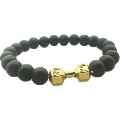High Grade Women Men Beaded Bracelet Sporty Style LIVE LIFE Written Dumbbell Shape Birthday Gift Choose Provide Dropshipping