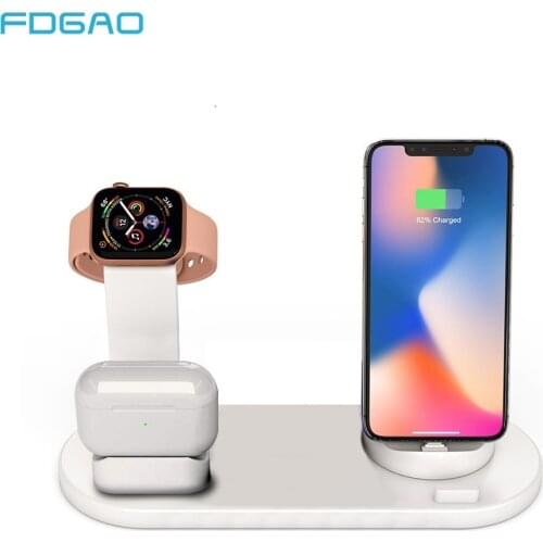 3 in 1 Charging Base Dock Stand For iPhone SE 11 X XR XS 8 7 6 6S Plus USB Charger Station For Apple Watch /2/3/4/5/6 AirPos Pro