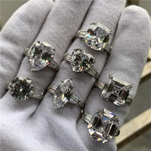 Statement Promise Ring Various cutting AAAAA cz 925 Sterling Silver Engagement Wedding Band Rings for women men Jewelry