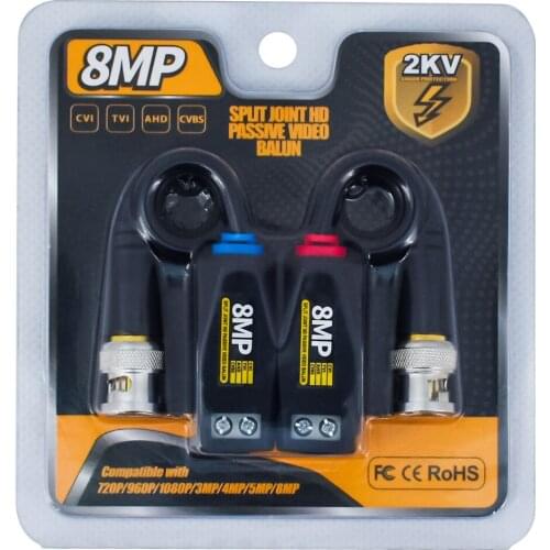 10 Pairs 8MP Passive CCTV Video Balun HD-CVI/TVI/AHD Transmission UTP CAT5E/6 Cable for 2MP 5MP 8MP CCTV Cameras