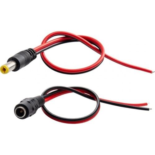 2PCS/lot DC power male female cable 12V Plug DC Adapter cable Plug Connector for CCTV Camera DC plug 5.5*2.1mm 5.5x2.1