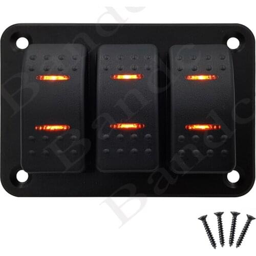 3 Gang Switch Panel with On Off Push Toggle Switch for Car Marine Boat RV UTV, Dual White Led Light, Auto Interior Accessory