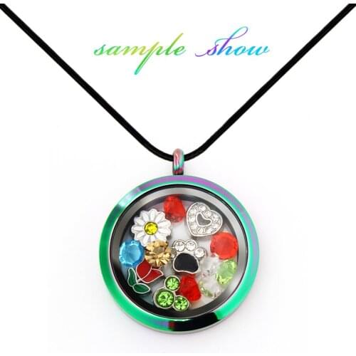 30mm Chains Necklace Pendant Charms Stainless Steel Diy Jewelry Necklace For Women Gift Glass Floating Twist Open Rainbow Locket