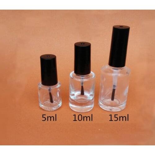 5/10/15ml Refillable Empty round/square Glass Nail Polish Bottle 5cc 10cc 15cc Small Brush Nail Art Container 300pcs/lot