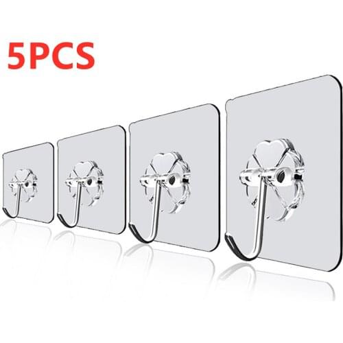 5 pcs Transparent Strong Suction Wall Hooks For Home Kitchen And Bathroom Cup Sucker Hanger Key Holder Storage Hanger Towel Hook