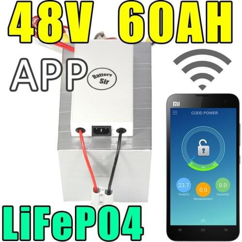 48v 60ah lifepo4 battery app remote control Bluetooth Solar energy electric bicycle battery pack scooter ebike 3000w