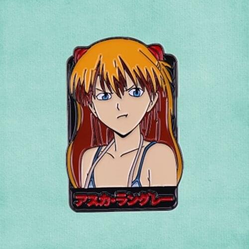 Asuka Langley Soryu Shikinami NGE Eva-02 giant mecha pilot Evangelion enamel pin Anime brooch jewelry