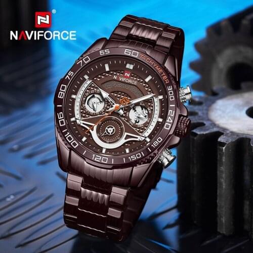 NAVIFORCE Watches Male Fashion Business Quartz Multi-Function Stainless Steel Waterproof Luminous with 24 Hour Calendar Watches