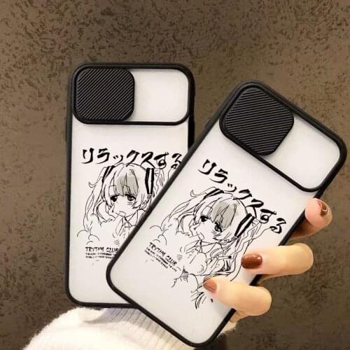 Cartoon Sweet Anime Girls Clear Phone Case For iPhone 12 11 Pro Max XS X XR SE20 8 7Plus Camera Lens Protection Hard Cover Shell