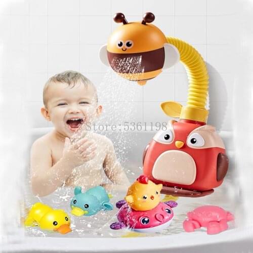 Kids Bath Toys Baby Water Game Little Bee Model Faucet Shower Electric Water Spray Toys Gifts For Children Bathroom Swimming