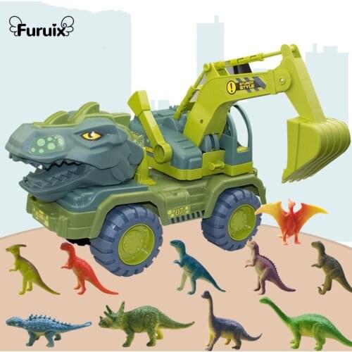 Dinosaur Engineering Vehicle Toy Car Toy Dinosaur Transport Car Carrier Truck Toy Pull Back Vehicle Toy Creative Childrens Gift