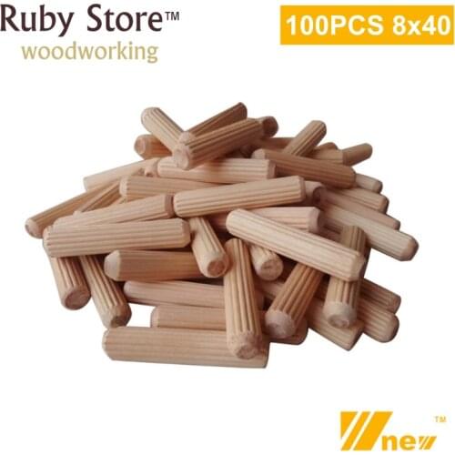 8mm x 40mm, 100pcs/lot Round Wood Wooden Dowel Pins DIY Hobby Craft Furniture Screws Bolts Dowelling Jig Kits