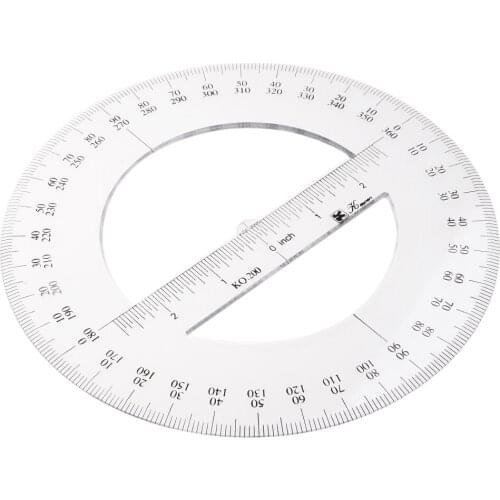 Fityle 360 Degree Circular Protractor Angle Measurement Drawing Ruler School Stationery 20cm