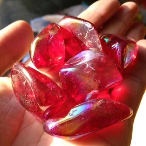 200g electroplated red crystal irregular crushed stone grains, fish tank decoration garden decoration