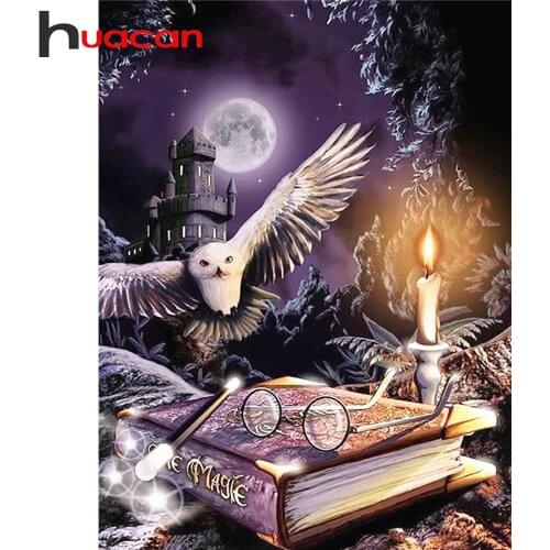 Huacan 5d Diamond Painting Full Drill Square Owl Diamond Embroidery Cross Stitch Animal Mosaic Sale Handmade Gift