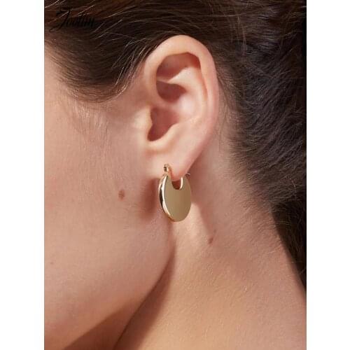 JOOLIM Jewelry PVD Plated Elegant Plain Gold Hoop Earring Stainless Steel Earring For Women