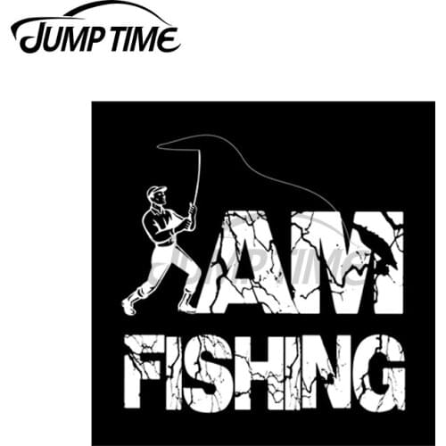 JumpTime 13 x 9.4cm For I Am Fishing Car Stickers Refrigerator Windows Decal Trunk Air Conditioner Graphics Vinyl Car Wrap