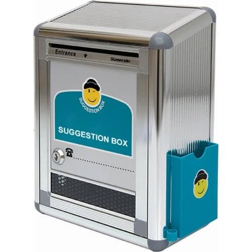 Square Aluminum Suggestion Box with Security Lock B09 Wall Mount Aluminum Suggestion Box with Pen and Note Pad