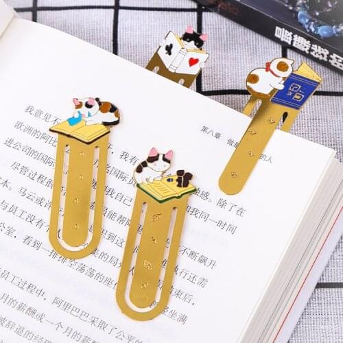 MINKYS 3pcs/lot Cute Cat Metal Bookmark Animal Paper Clip Decorative Bookmark Binder Clips Kawaii School Stationery Gift