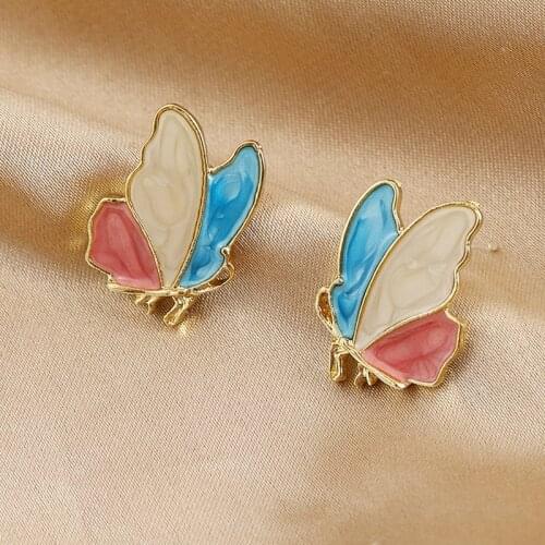 Korean Fashion New Earrings Net Red Lavender Butterfly Cute Small Summer Small Fresh Wild Three-dimensional Earrings Earrings