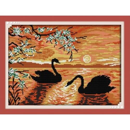 Swan Lake cross stitch kit 14ct 11ct pre stamped canvas embroidery DIY handmade needlework