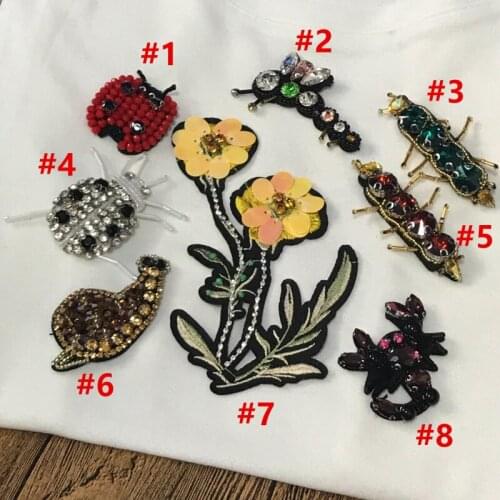 Animal flower beaded rhinestone patches applique sequins embroidery lace patch for Clothing decorative patch accessories