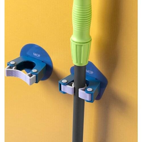 Bathroom Mop OrganizerWall Broom Mop Holder Wall Mounted Mop Holder Kitchen Adhesive Storage Broom Hanger Mop Hook Racks