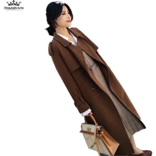 Tnlnzhyn 2019 New Spring Women Windbreaker Coat Fashion Double breasted Long sleeve Trench Coats Slim long Outerwear Coats Y963
