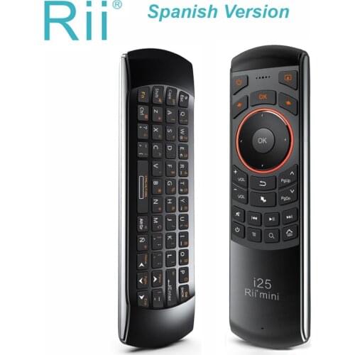 Original Rii mini i25 2.4GHz Spanish Keyboard Air Mouse Remote Control IR Extender Learning for Smart TV Android TV Box HTPC
