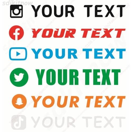 Custom Text WEBSITE FACEBOOK Instagram logo your name twitter YouTube Snapchat Twitch VK NICKNAME Window Lap Decal car sticker