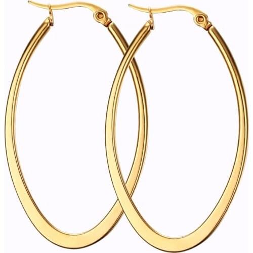 Popular Big Hoop Earrings Gold Color / Silver Color For Women