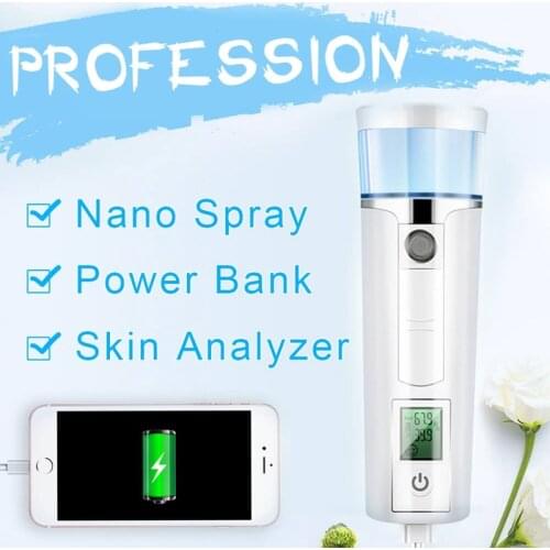 New Portable 40ML Facial Steamer Mini Nano Mist Sprayer Face Spray Bottle Body Nebulizer Steamer Skin Moisture Tester Power Bank