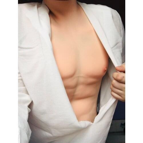 Realistic Silicone Men Muscle Suit High Collar Sleeveless Fake Chest Man Artificial Simulation Muscles Version for Crossdresser