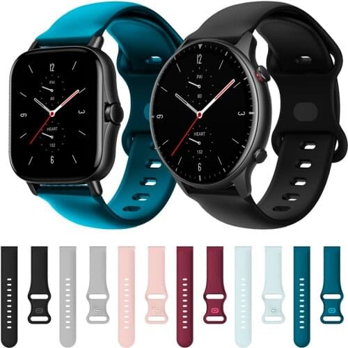 Sport Soft Silicone Double buckle Strap for Huami Amazfit GTR 2 Strap for Amazfit GTS 2 Bip S Bracelet Replacement Watchbands