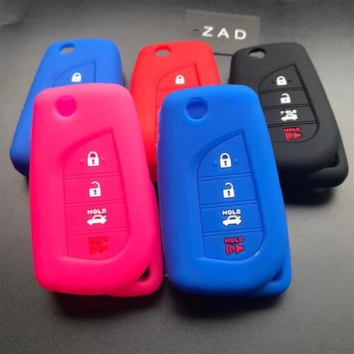 ZAD Silicone car Key Cover case protector Holder set shell cup For Toyota 2017 2018 4 button remote key case car-styling
