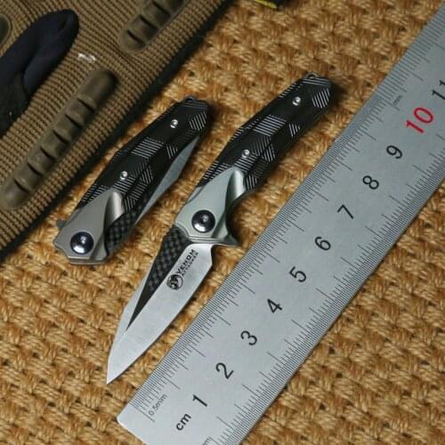 Real M390 blade Titanium+carbon fiber handle mini ATTACKER Ball bearing Flipper Folding Knife camping outdoor knives EDC tools
